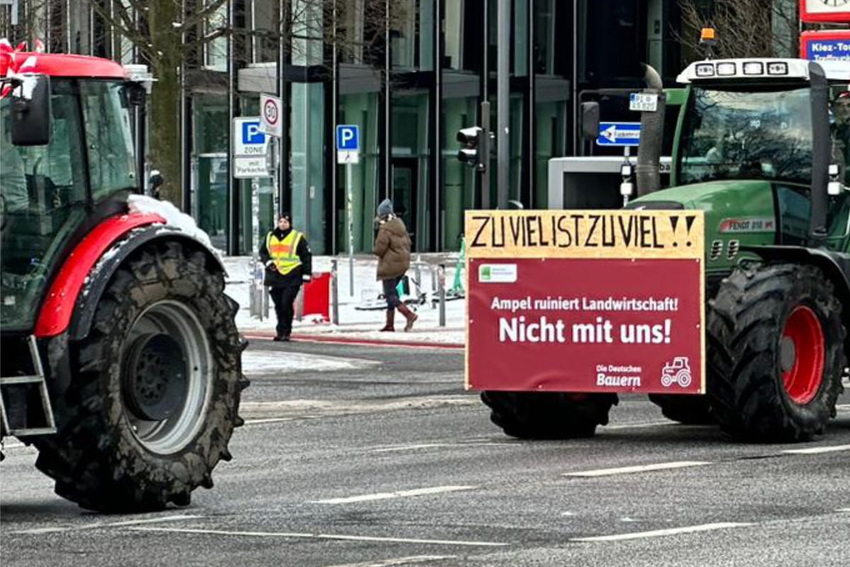 Bauernproteste in Hamburg: Kundgebungsplatz schon vor der Ankunft aller Trecker zu voll
