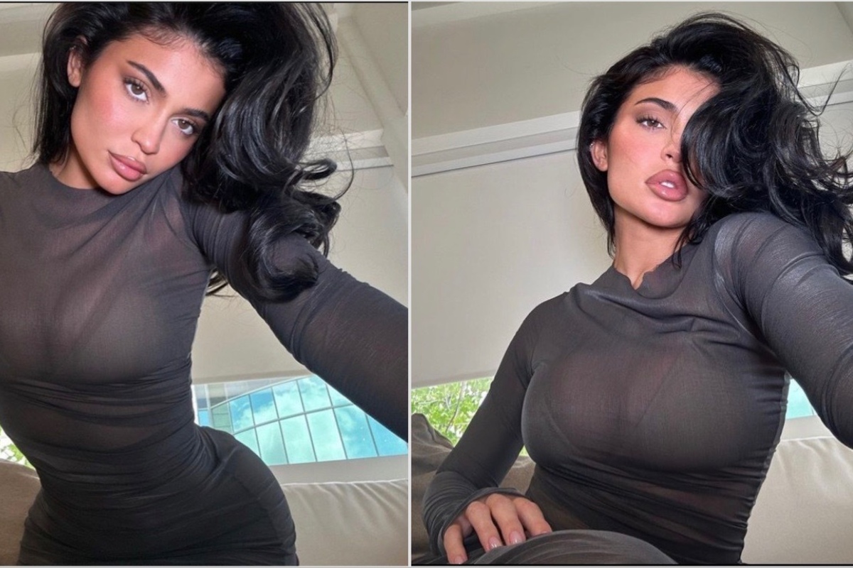 Kylie Jenner Boldly Shows Off Cleavage In Sexy Sheer Dress