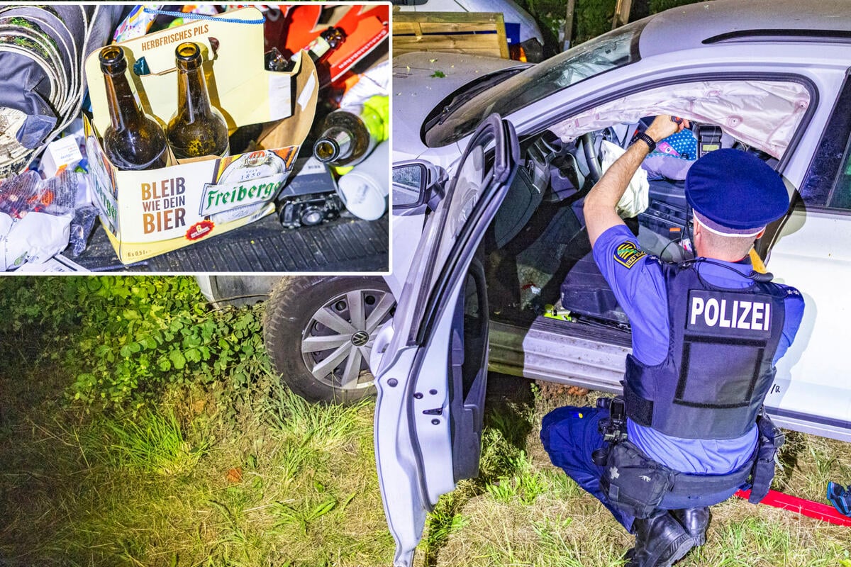 Betrunkener VW-Fahrer setzt zugemüllten Passat gegen Strommast!
