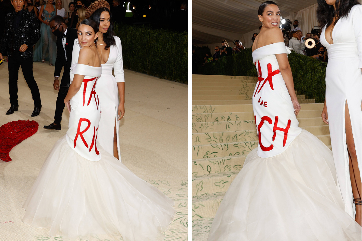 AOC and Carolyn Maloney turn heads at Met Gala with political fashion ...
