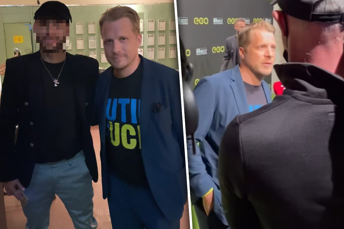 Oliver Pocher gives an interview, then suddenly a world star appears behind him!