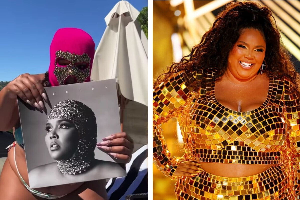 Lizzo Wore a Pink Bedazzled Balaclava and Bikini to Announce Her Album  Tracklist