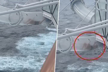 Touristin steckt in Rutsche von Kreuzfahrtschiff fest - über dem offenen Meer!
