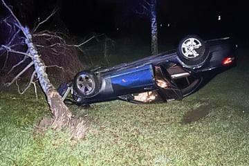 Mercedes fliegt auf Bundesstraße aus Kurve und kracht in Baum