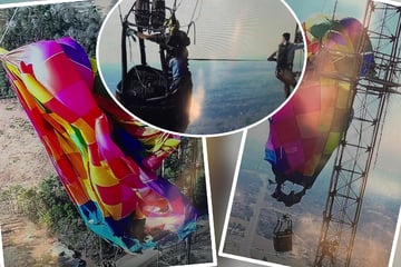 Heißluftballon von Funkmast zerfetzt: Passagiere baumeln in 300 Metern Höhe
