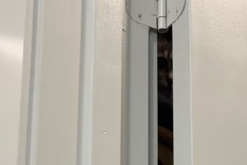 Frau ist im Bad: Plötzlich bemerkt sie, dass sie heimlich angestarrt wird