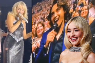 Sabrina Carpenter "arrests" SNL's Domingo, sings with Christina Aguilera at Short n' Sweet LA stop!