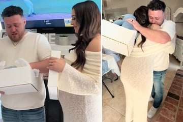 Dieses süße Baby-Geschenk sorgt nicht nur bei dem werdenden Vater für Tränen