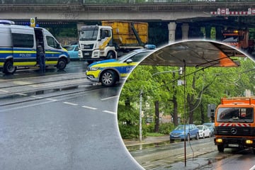 Absetzkipper reißt Oberleitung am Bischofsplatz herunter