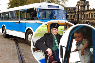 Dresden: Unzertrennlich: Dresdens blau-weißer Omnibus und sein Fahrer Tobias