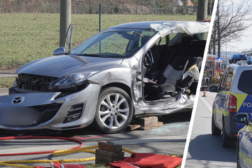 Schwerer Unfall auf Pirnaer Landstraße! Mazda-Fahrer schleudert in Gegenverkehr