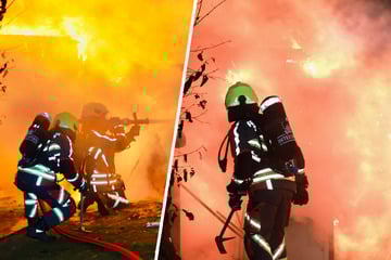 Nächtlicher Feuerwehreinsatz: Holzschuppen versinkt im Flammenmeer