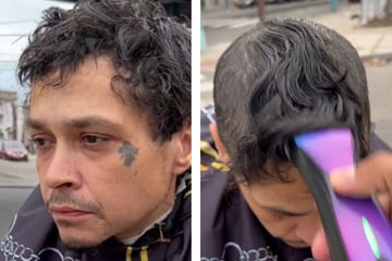 Obdachloser bekommt neue Frisur: Wie er danach aussieht, geht zu Herzen