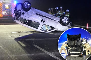 Unfall A14: Sperrung nach Glätte-Unfall auf A14: Transporter überschlägt sich
