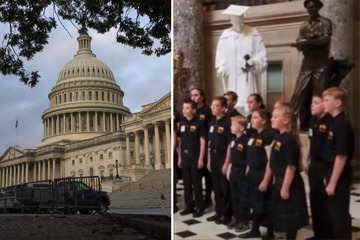Why did police stop a children's choir from singing the national anthem at the US Capitol?