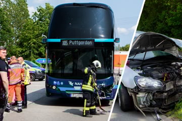 Unfall A1: Auto nimmt Linienbus die Vorfahrt: Unfall auf A1-Auffahrt mit vier Verletzten