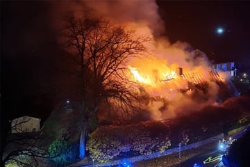 Reetdachhaus in Flammen: Dach ist einsturzgefährdet