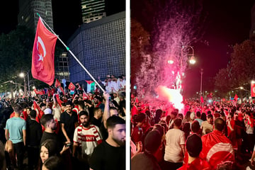 Türkische Fans legen Ku'damm lahm: Fahnenmeer und Pyrotechnik