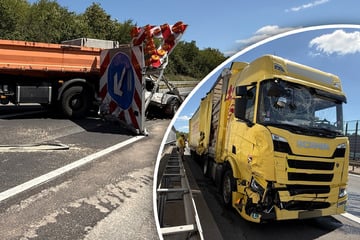 Unfall A17: Lkw in Schilderwagen gekracht: Stundenlange Vollsperrung auf A17 nahe Dresden!