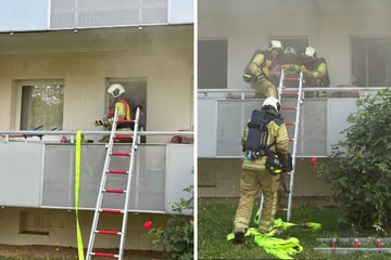 Dresden: Rauch strömt aus Gorbitzer Wohnung: Feuerwehr muss über Balkon klettern!