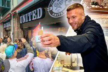Lukas Podolski eröffnet Eiscafé in Chemnitz: Fans feiern ihren Fußballstar