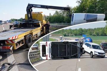 Unfall A13: Ärger auf der A13: Wohnanhänger gerät ins Schlingern und kippt um