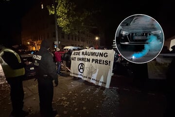 Berlin: Protest gegen Räumung in der Habersaathstraße in Mitte: Polizei mit Pyrotechnik beworfen