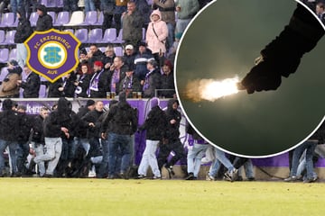 Hässliche Szenen bei Ost-Derby: Aue-Chaot (17) wirft Pyrotechnik aufs Spielfeld, Polizei schnappt ihn