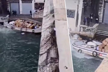 Geschenke-Klau vor Weihnachten! Frau kapert Paket-Boot und rammt Rialtobrücke