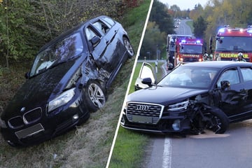 Audi-Fahrer gerät vor Wilsdruff in Gegenverkehr und knallt in BMW!