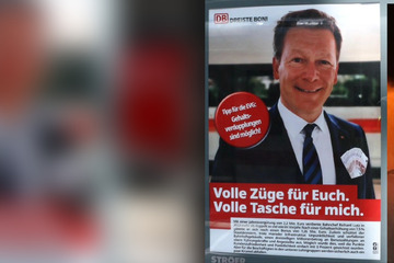 Aufreger-Plakat an Bahnstation: Deutsche-Bahn-Chef grüßt mit dicken Scheinen, doch etwas ist faul