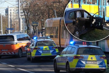 Auto kracht gegen Straßenbahn: Zwei Verletzte nach Crash in Leipzig