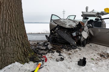 Heftiger Unfall: Volkswagen-Fahrer kracht frontal gegen Baum