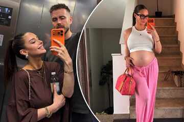 Überglücklich: Palina Miner präsentiert stolz ihren kugelrunden Babybauch