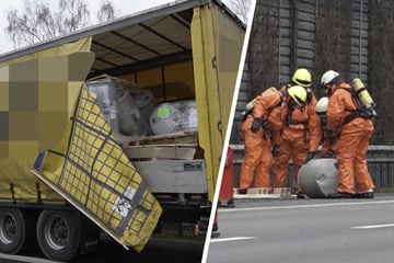 Unfall A1: Großeinsatz auf der A1! Gefahrguttransporter verliert nach Unfall Fässer