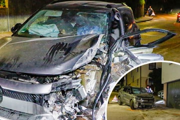 Irrfahrt endet an Garagentor: Mann hinterlässt bei Unfall Schneise der Verwüstung