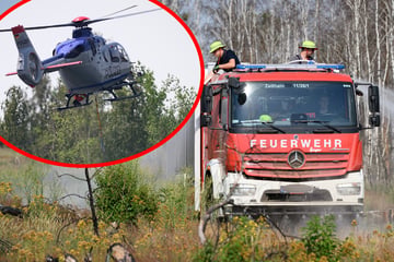 Feuer in der Gohrischheide brennt weiter: Zweiter Löschhubschrauber im Einsatz