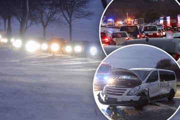 Unfall A72: Winter hat Sachsen fest im Griff: Schnee-Chaos im Erzgebirge, Unfall auf A72