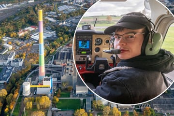 Chemnitz: So fühlt es sich an, selbst Pilot zu sein: TAG24-Reporter dreht eine Runde um die Chemnitzer Esse