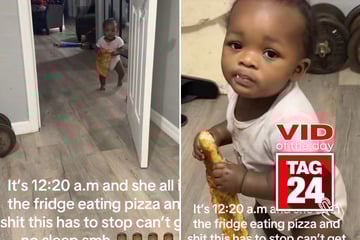 Viral Video of the Day for March 9, 2026: Toddler caught raiding the fridge for pizza at midnight