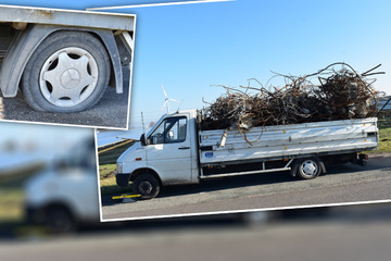 Achse war schon verbogen! Polizei stoppt völlig überladenen Transporter auf der Autobahn