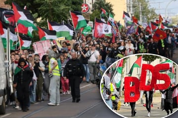 Leipzig: Pro-palästinensische Demo läuft von Leipzig Richtung Flughafen - Mit antisemitischen Zeichen
