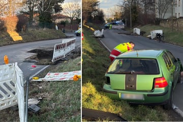 Unfall in Löbtau: Fahrerin kracht in Baustelle