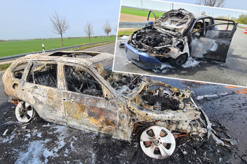 Unfall A38: Zwei Autos gehen nahe der A38 in Flammen auf