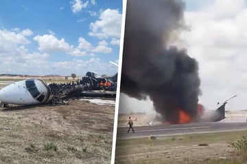 Bruchlandung mit Minister: Flugzeug zerschellt auf Landebahn