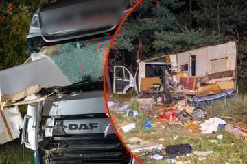 Unfall A9: Lkw reißt Wohnmobil auf A9 in Stücke: Sechs Verletzte, darunter Kinder