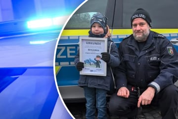 Stolz wie ein Großer: Polizei ehrt kleinen Nachwuchs-Polizisten Benjamin (5)