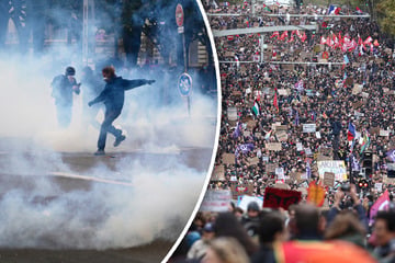 Großdemos in Europa: Zahlreiche Festnahmen und Tränengas-Einsatz