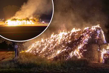 Feuer-Inferno in Sachsen: Hunderte Strohballen abgefackelt