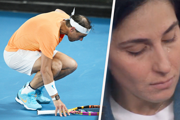 A woman sheds bitter tears in the stands during Nadal's agonizing exit